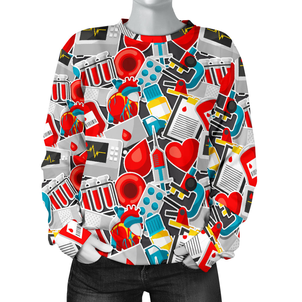 Phlebotomist Medical Themed Women Long Sleeve Sweatshirt