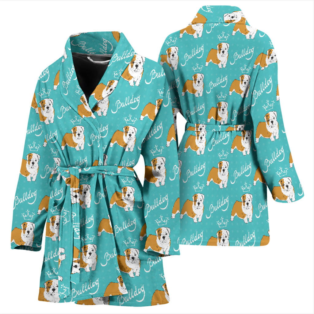 Bulldogs Pattern Print Design 05 Women Bathrobe