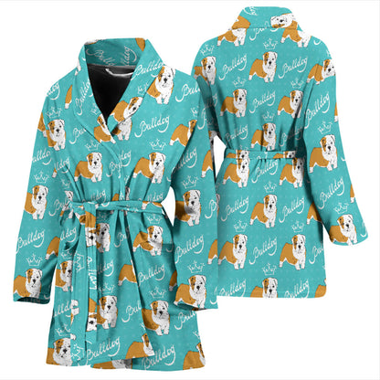 Bulldogs Pattern Print Design 05 Women Bathrobe