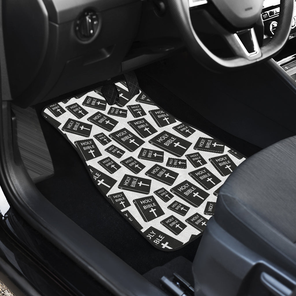 Christian Holy Bible Book Pattern Car Floor Mats Front Back
