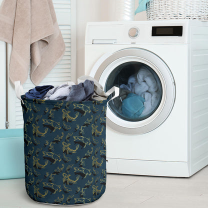 Koi Carp Gold Design Themed Print Laundry Basket