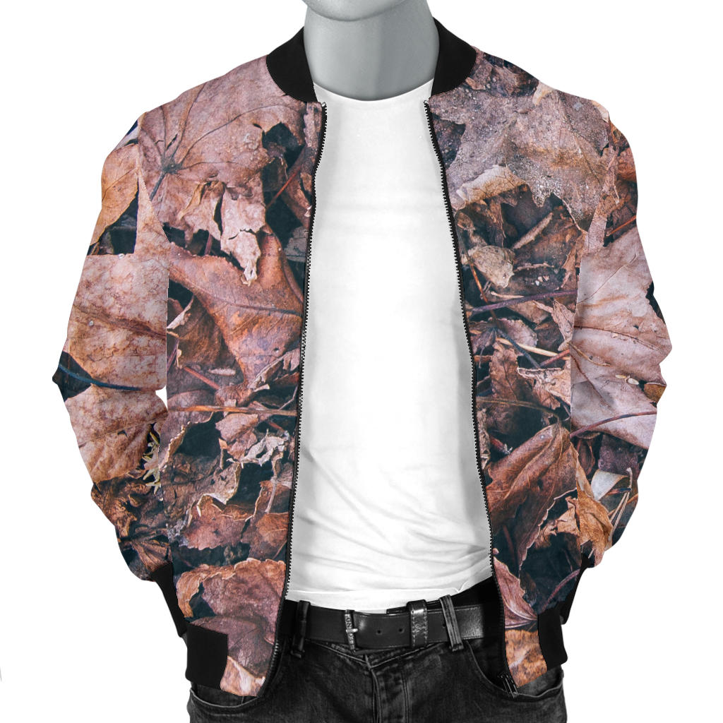 Camouflage Realistic Tree Leaf Print Men Bomber Jacket