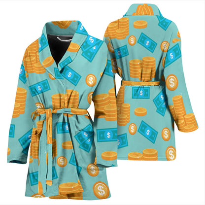 Money Pattern Print Design 03 Women Bathrobe