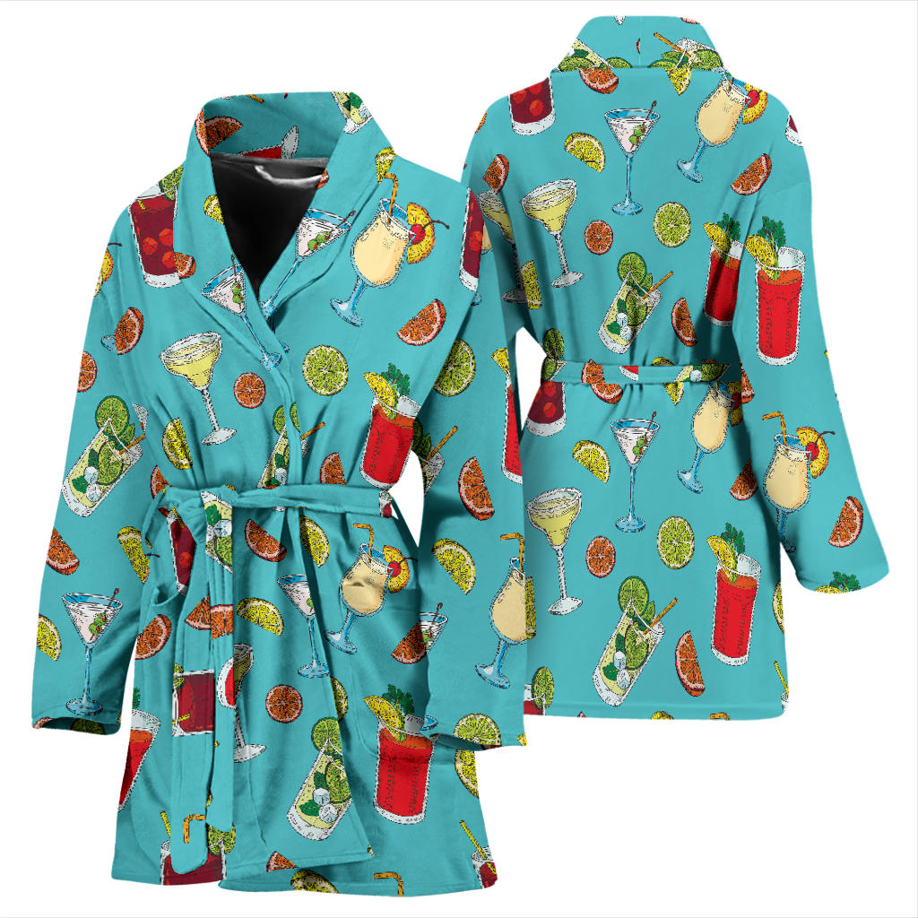 Cocktail Pattern Print Design 05 Women Bathrobe