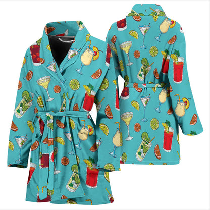 Cocktail Pattern Print Design 05 Women Bathrobe