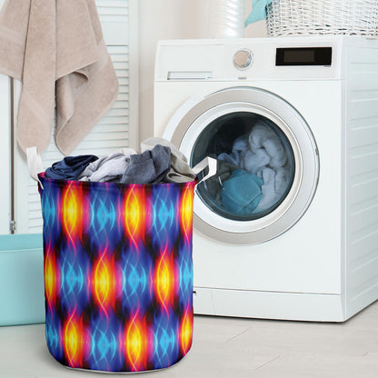 Flame Fire Blue Design Print Laundry Basket