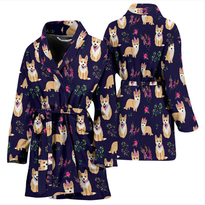 Pembroke Welsh Corgis Pattern Print Design A06 Women Bathrobe