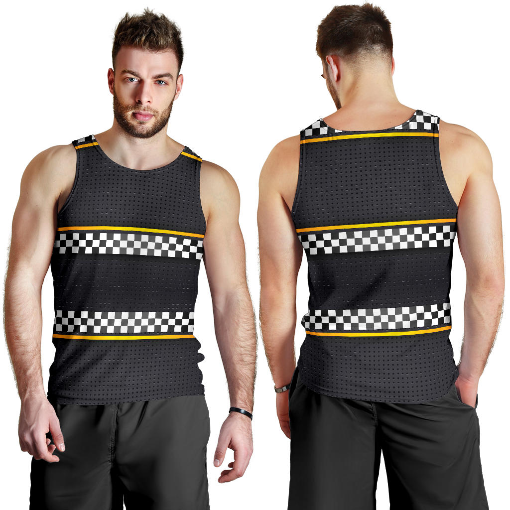 Checkered Flag Yellow Line Style Men Tank Top