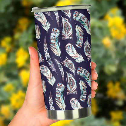 Feather Vintage Boho Design Print Tumbler