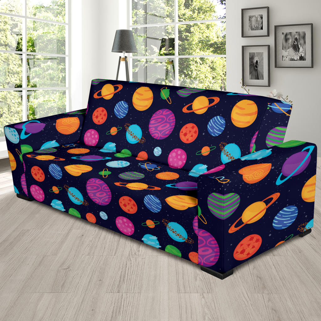 Planet Multicolor Print Design LKS302 Sofa Slipcover