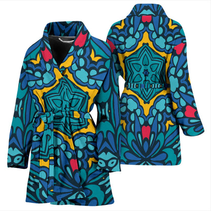 Kaleidoscope Pattern Print Design 04 Women Bathrobe
