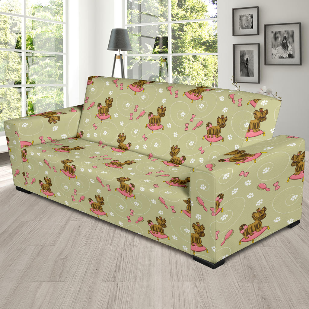 Yorkshire Cute Terriers Print Design LKS301 Sofa Slipcover