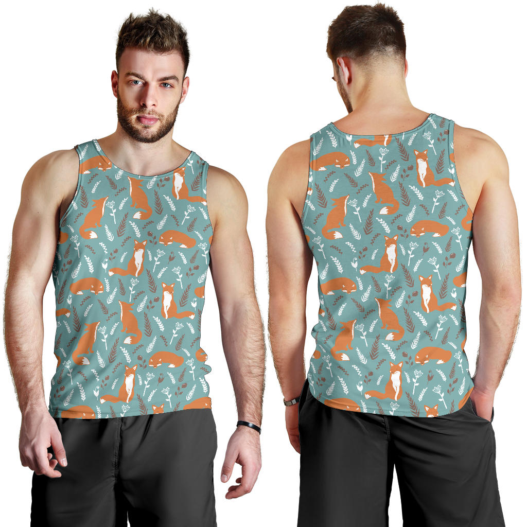 Fox Forest Print Pattern Men Tank Top