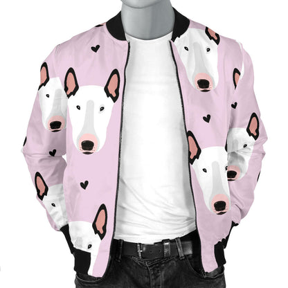 Bull Terrier Pink Print Pattern Men Bomber Jacket