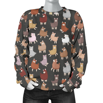 Alpaca Cute Design Themed Print Women Long Sleeve Sweatshirt