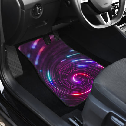 Vortex Twist Swirl Purple Neon Print Car Floor Mats Front Back