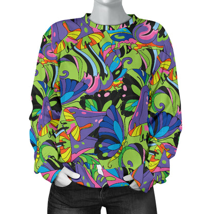 Psychedelic Trippy Mushroom Themed Women Long Sleeve Sweatshirt
