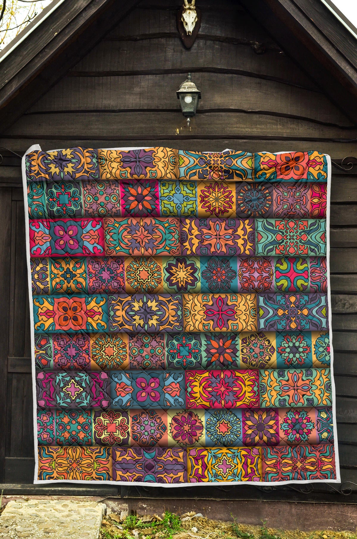 Mandala Style Design Print Quilt Bedspread