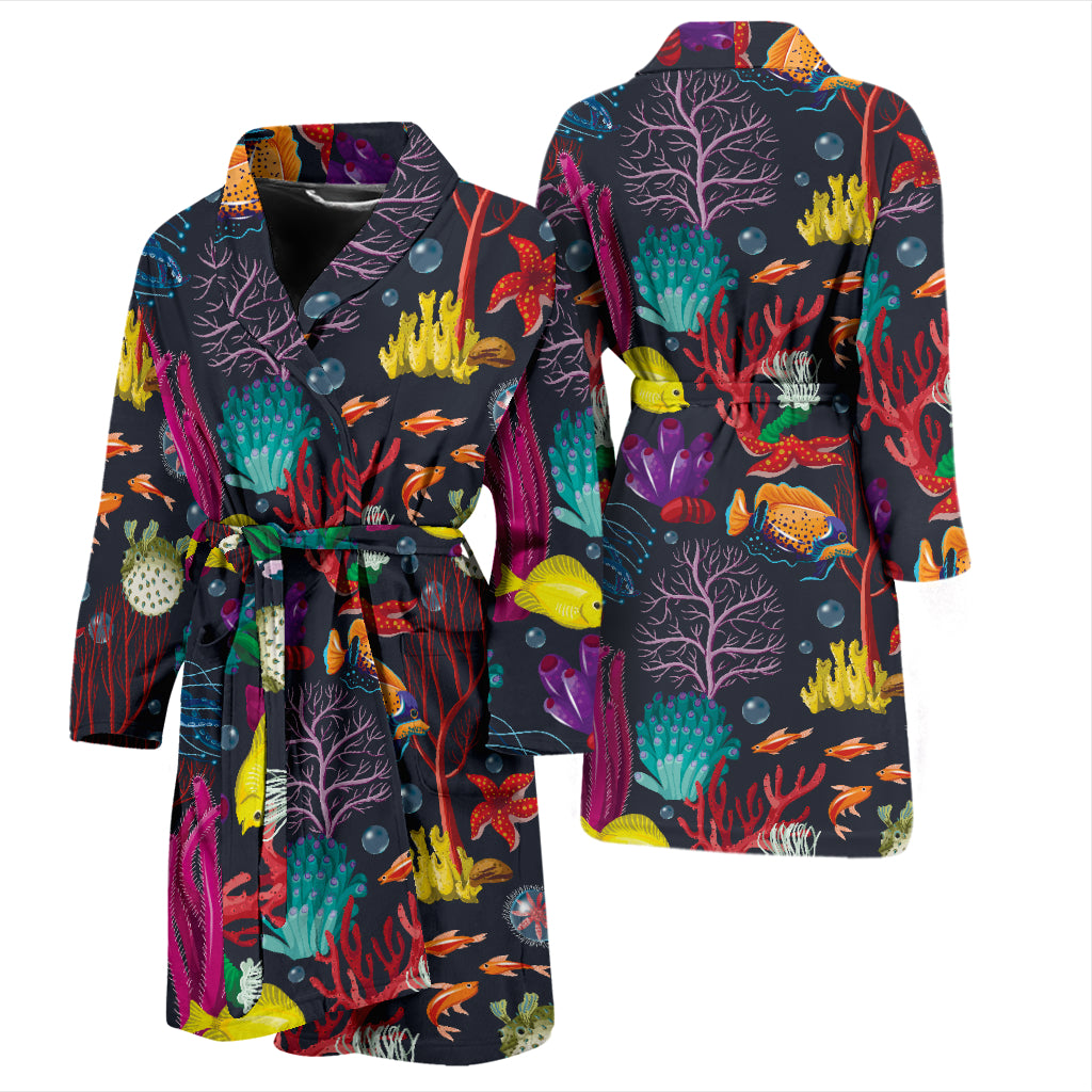 Underwater Cute Print Design LKS303 Men Bathrobe