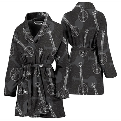 Banjo Pattern Print Design 03 Women Bathrobe
