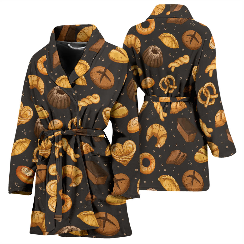 Bread Pattern Print Design 05 Women Bathrobe