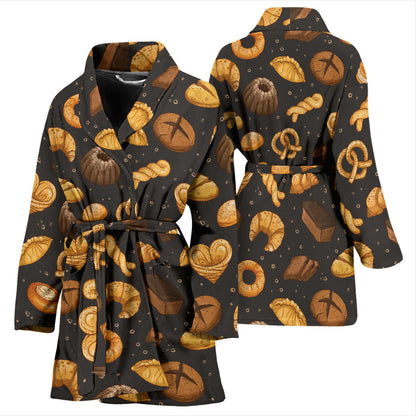 Bread Pattern Print Design 05 Women Bathrobe
