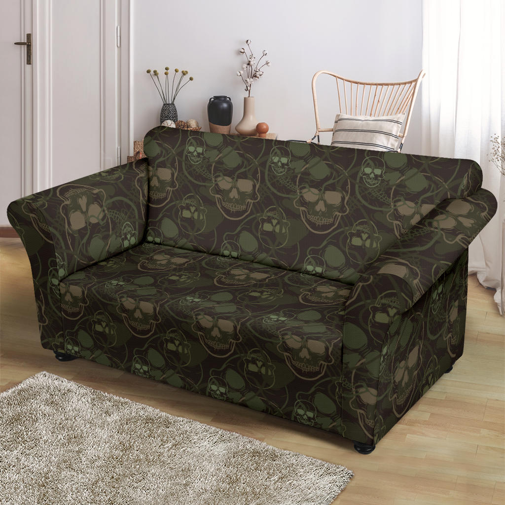 Skull Camo Style Print Design LKS308 Loveseat Couch Slipcover