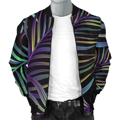 Tropical Palm Leaves Pattern Brightness Men Bomber Jacket