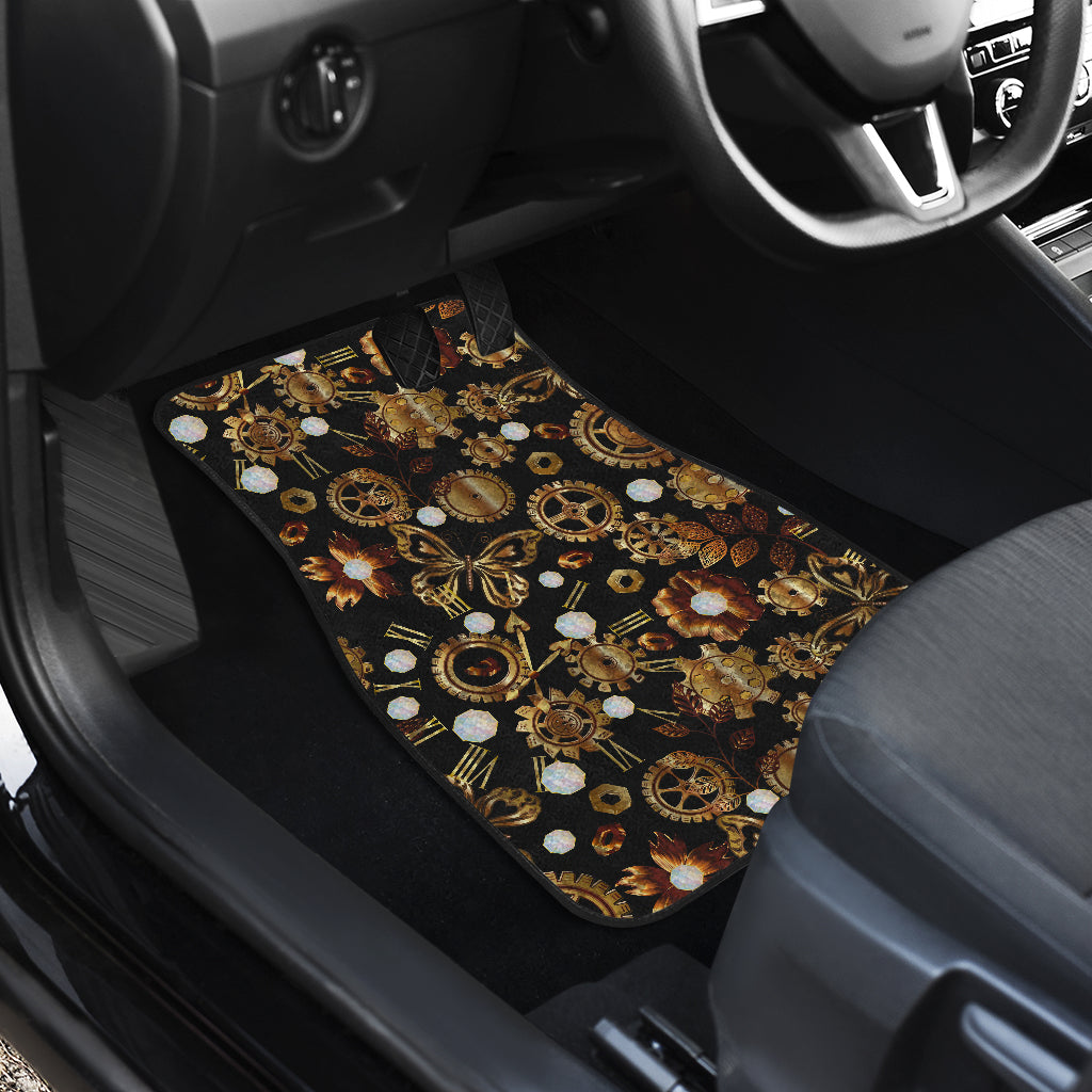 Steampunk Butterfly Design Themed Print Car Floor Mats Front Back