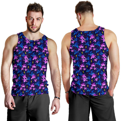 Palm Tree Night Scene Design Print Men Tank Top