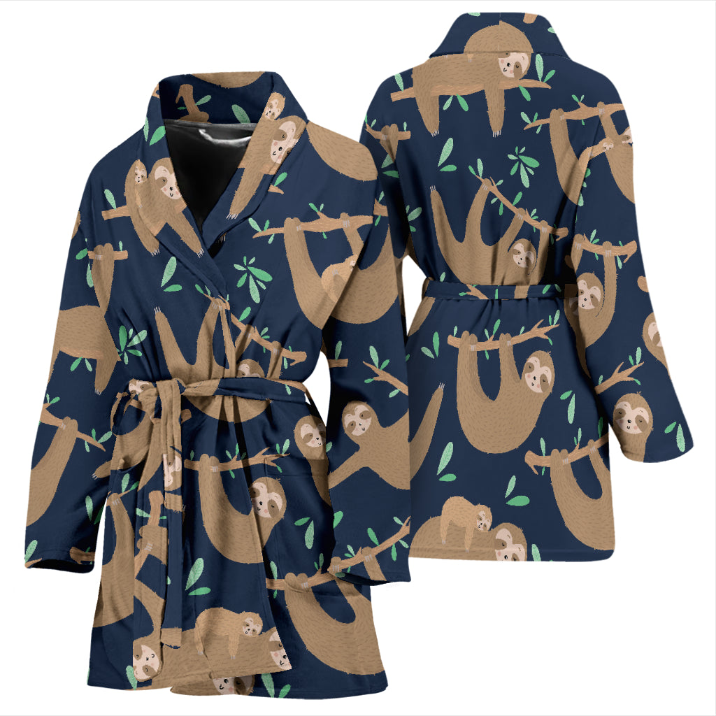 Sloth Print Design LKS307 Women Bathrobe