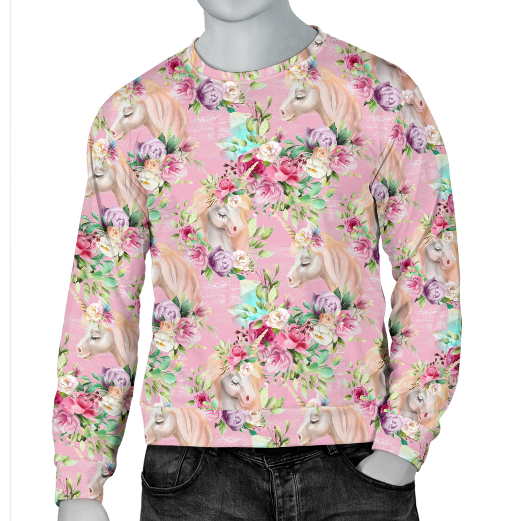 Unicorn Princess with Rose Men Long Sleeve Sweatshirt
