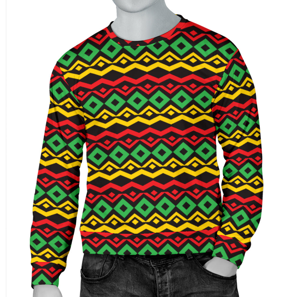 Rasta Reggae Color Themed Men Long Sleeve Sweatshirt
