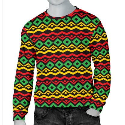 Rasta Reggae Color Themed Men Long Sleeve Sweatshirt