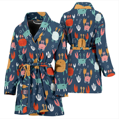 Crab Pattern Print Design 05 Women Bathrobe