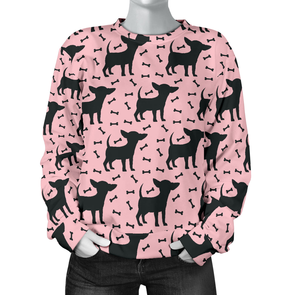 Chihuahua Pink Print Pattern Women Long Sleeve Sweatshirt