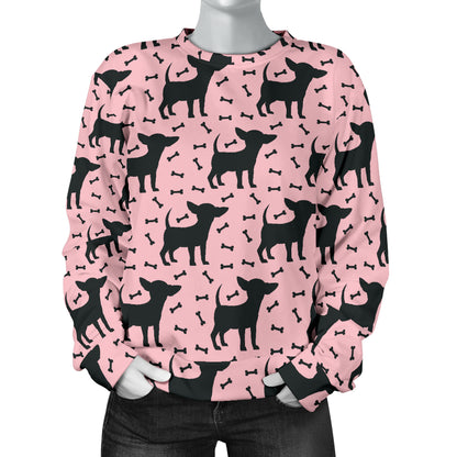 Chihuahua Pink Print Pattern Women Long Sleeve Sweatshirt