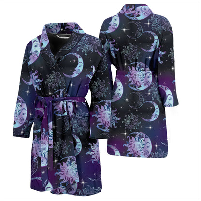 Sun Moon Print Design LKS303 Men Bathrobe