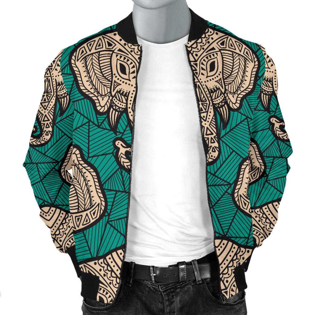 Boho Head Elephant Men Bomber Jacket