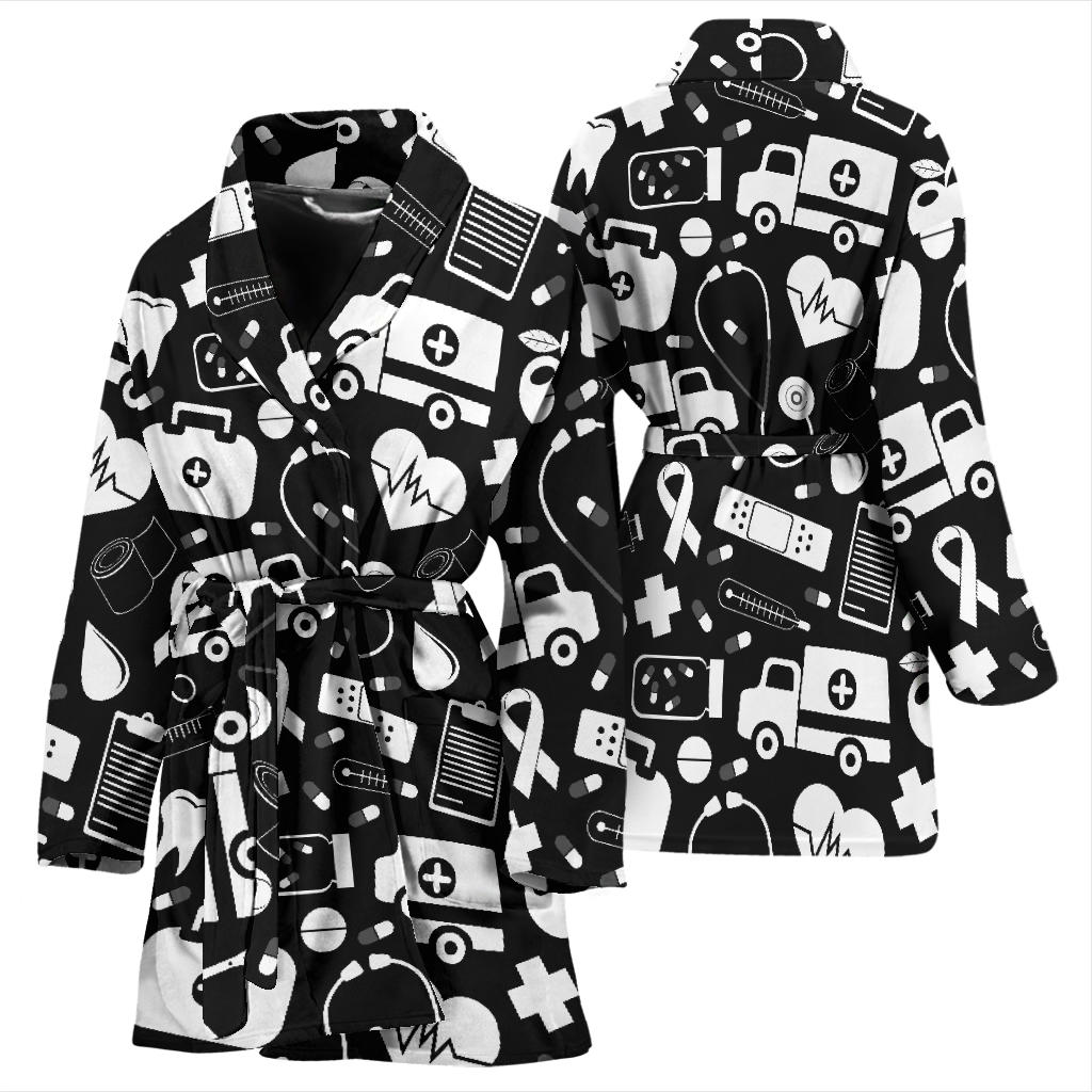 Medical Pattern Print Design 01 Women Bathrobe