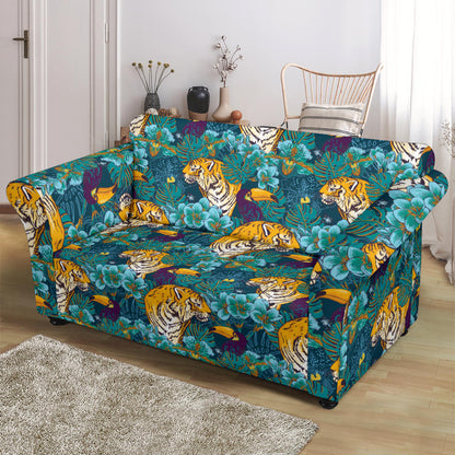 Tiger Tropical Print Design LKS301 Loveseat Couch Slipcover