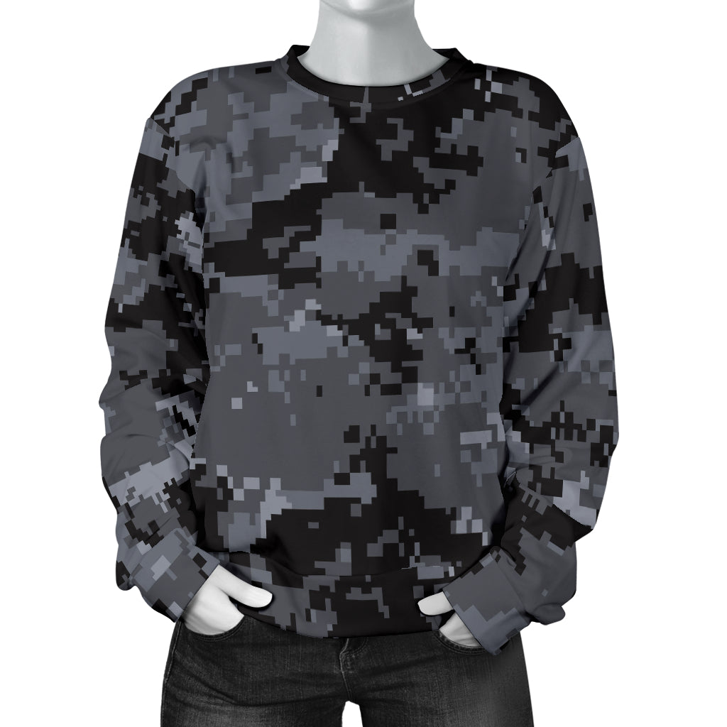 ACU Digital Black Camouflage Women Long Sleeve Sweatshirt