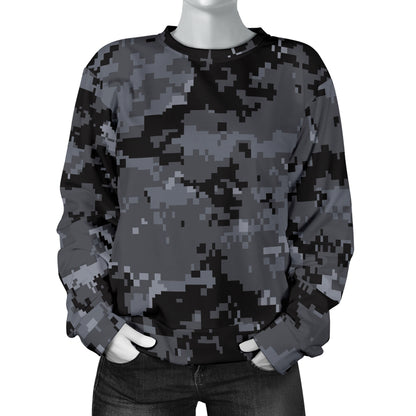 ACU Digital Black Camouflage Women Long Sleeve Sweatshirt