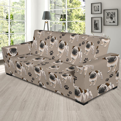 Pug Pattern Print Design A04 Sofa Slipcover