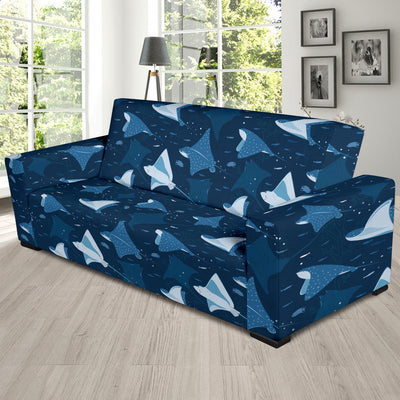 Manta Ray Pattern Print Design 02 Sofa Slipcover