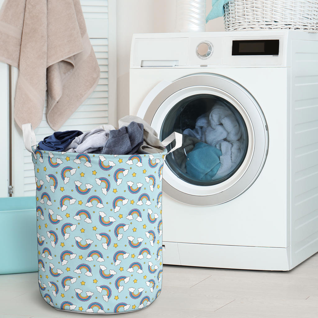 Rainbow Cloud Print Pattern Laundry Basket