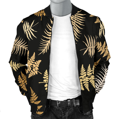 Fern Leave Bright Print Pattern Men Bomber Jacket