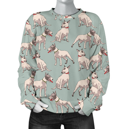 Bull Terrier Cute Print Pattern Women Long Sleeve Sweatshirt