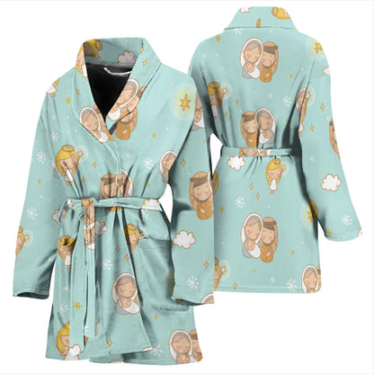 Christian Pattern Print Design 01 Women Bathrobe
