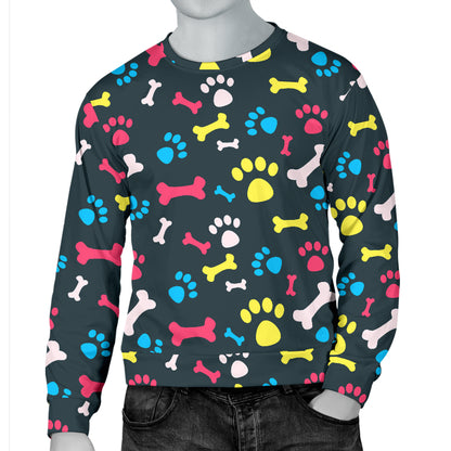 Paw Design Print Men Long Sleeve Sweatshirt